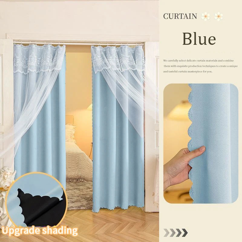 Double Layer Blackout Lace Curtains - Sheer Drapes for Living Room  Bedroom - ZOOMNSTORE