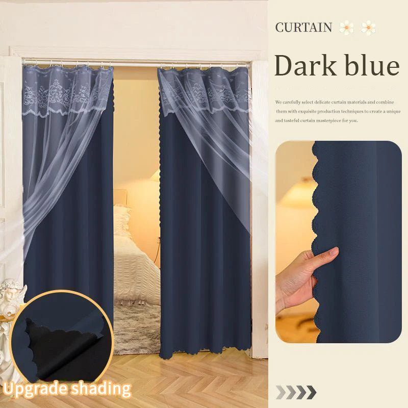 Double Layer Blackout Lace Curtains - Sheer Drapes for Living Room  Bedroom - ZOOMNSTORE
