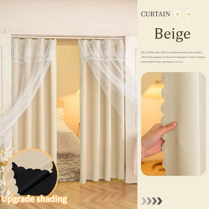 Double Layer Blackout Lace Curtains - Sheer Drapes for Living Room  Bedroom - ZOOMNSTORE