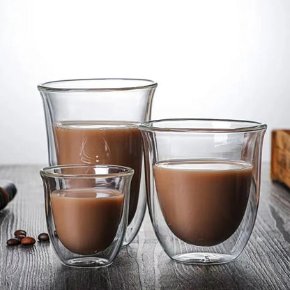 Double Layer Glass Cup - 80-230ML Borosilicate Heat Resistant Insulated Coffee Mug - ZOOMNSTORE