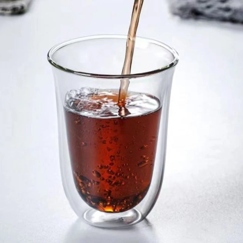 Double Layer Glass Cup - 80-230ML Borosilicate Heat Resistant Insulated Coffee Mug - ZOOMNSTORE