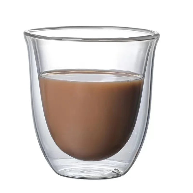 Double Layer Glass Cup - 80-230ML Borosilicate Heat Resistant Insulated Coffee Mug - ZOOMNSTORE