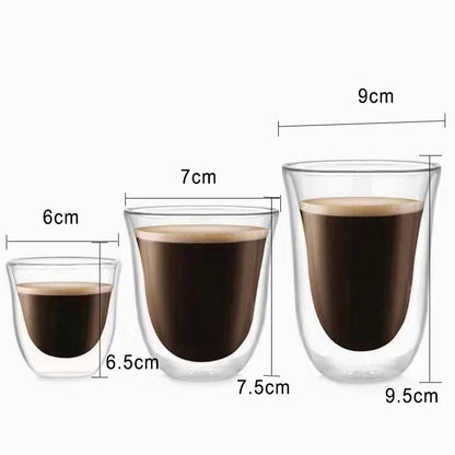 Double Layer Glass Cup - 80-230ML Borosilicate Heat Resistant Insulated Coffee Mug - ZOOMNSTORE