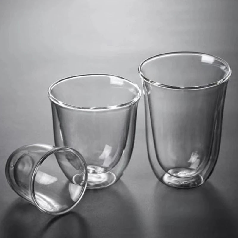 Double Layer Glass Cup - 80-230ML Borosilicate Heat Resistant Insulated Coffee Mug - ZOOMNSTORE