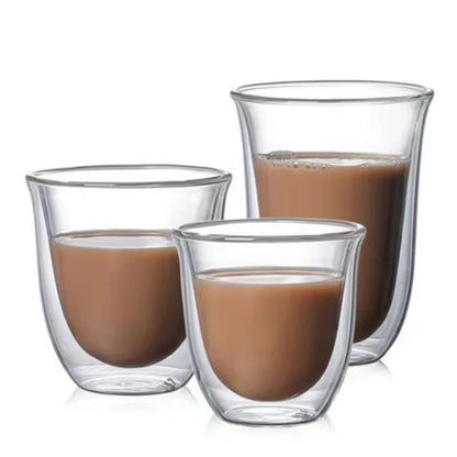 Double Layer Glass Cup - 80-230ML Borosilicate Heat Resistant Insulated Coffee Mug - ZOOMNSTORE