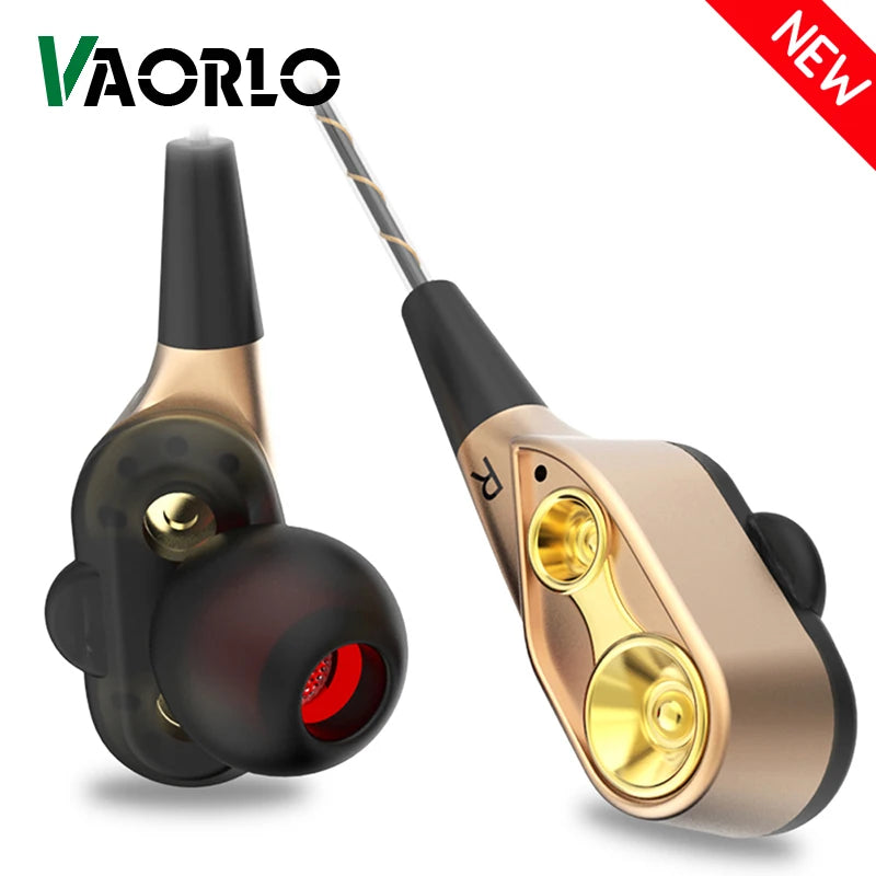 Double Moving Coil Headphones - Wired In-Ear Earphones With Mic & Bass Surround Sound - ZOOMNSTORE