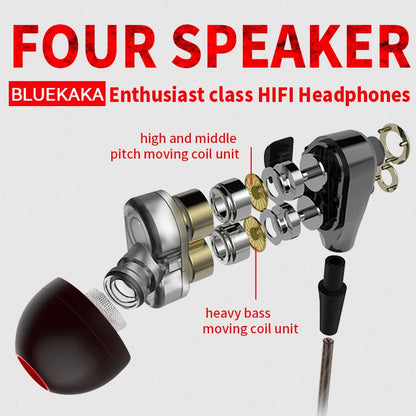 Double Moving Coil Headphones - Wired In-Ear Earphones With Mic & Bass Surround Sound - ZOOMNSTORE