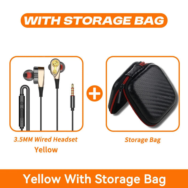 Double Moving Coil Headphones - Wired In-Ear Earphones With Mic & Bass Surround Sound - ZOOMNSTORE