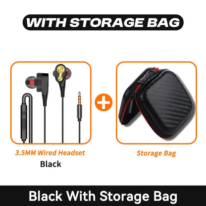 Double Moving Coil Headphones - Wired In-Ear Earphones With Mic & Bass Surround Sound - ZOOMNSTORE