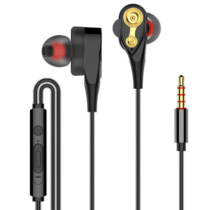 Double Moving Coil Headphones - Wired In-Ear Earphones With Mic & Bass Surround Sound - ZOOMNSTORE