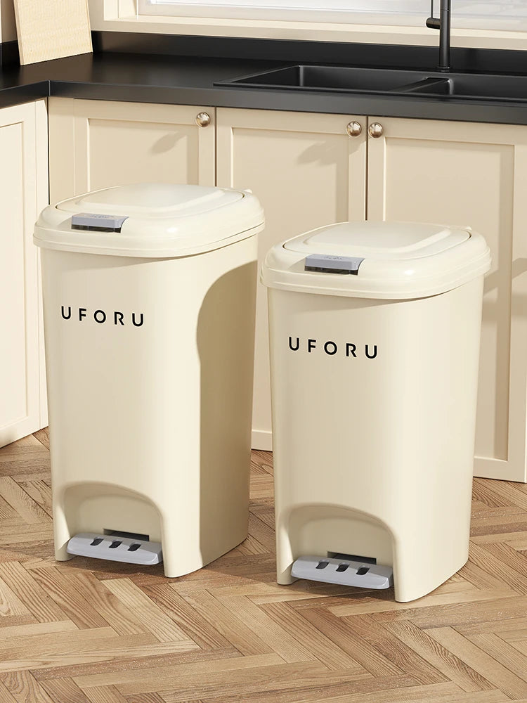 Double Pedal Trash Can 10L20L - Large Capacity Foot-Push Bin for Kitchen Bathroom Living Room - ZOOMNSTORE