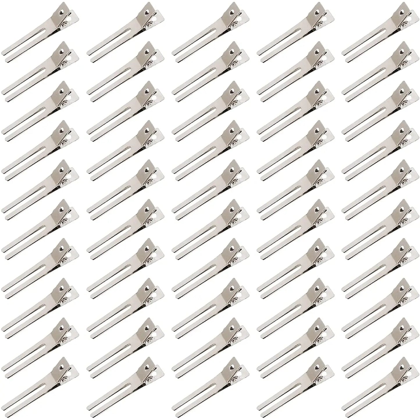Double Prong Curl Clips - 50pcs Metal Alligator Hairdressing Clips 1.8" Section Hair Pins - ZOOMNSTORE