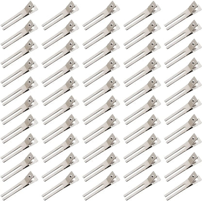 Double Prong Curl Clips - 50pcs Metal Alligator Hairdressing Clips 1.8" Section Hair Pins - ZOOMNSTORE