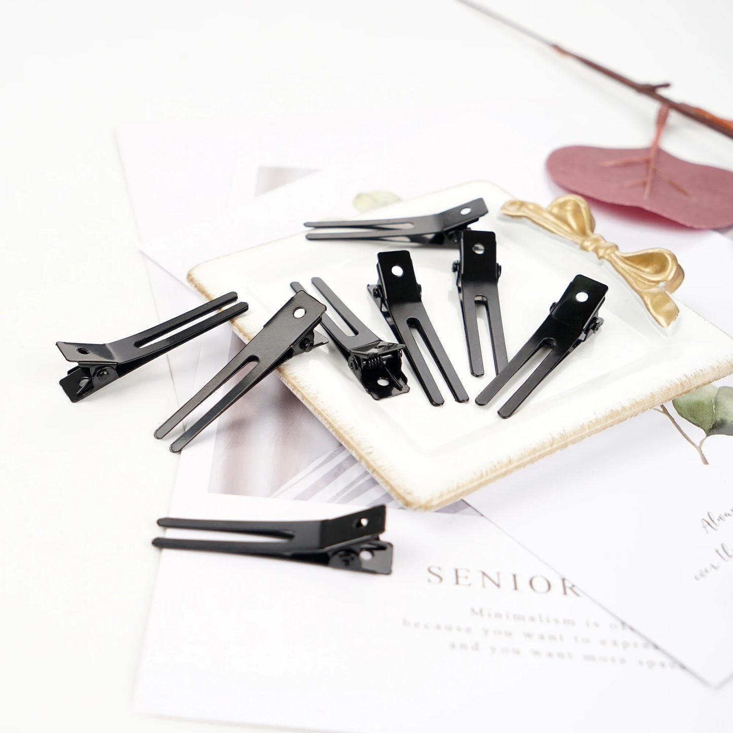 Double Prong Curl Clips - 50pcs Metal Alligator Hairdressing Clips 1.8" Section Hair Pins - ZOOMNSTORE