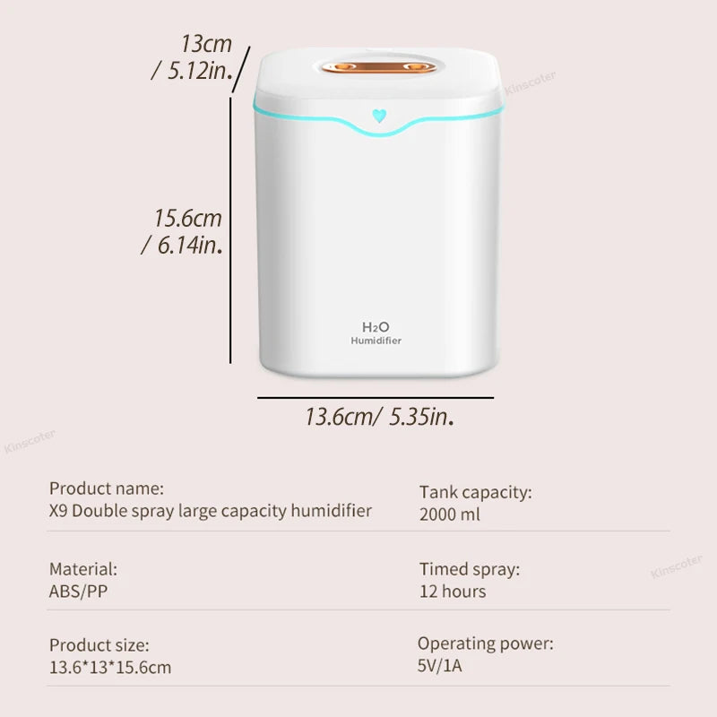 Ultrasonic Essential Oil Diffuser - 2000ml Humidifier with Cool Mist - ZOOMNSTORE