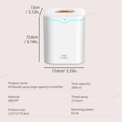 Ultrasonic Essential Oil Diffuser - 2000ml Humidifier with Cool Mist - ZOOMNSTORE