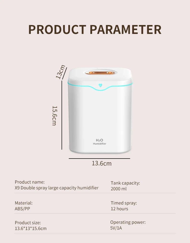 Ultrasonic Essential Oil Diffuser - 2000ml Humidifier with Cool Mist - ZOOMNSTORE