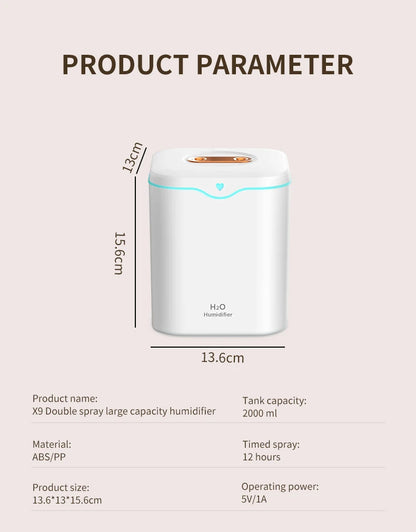 Ultrasonic Essential Oil Diffuser - 2000ml Humidifier with Cool Mist - ZOOMNSTORE