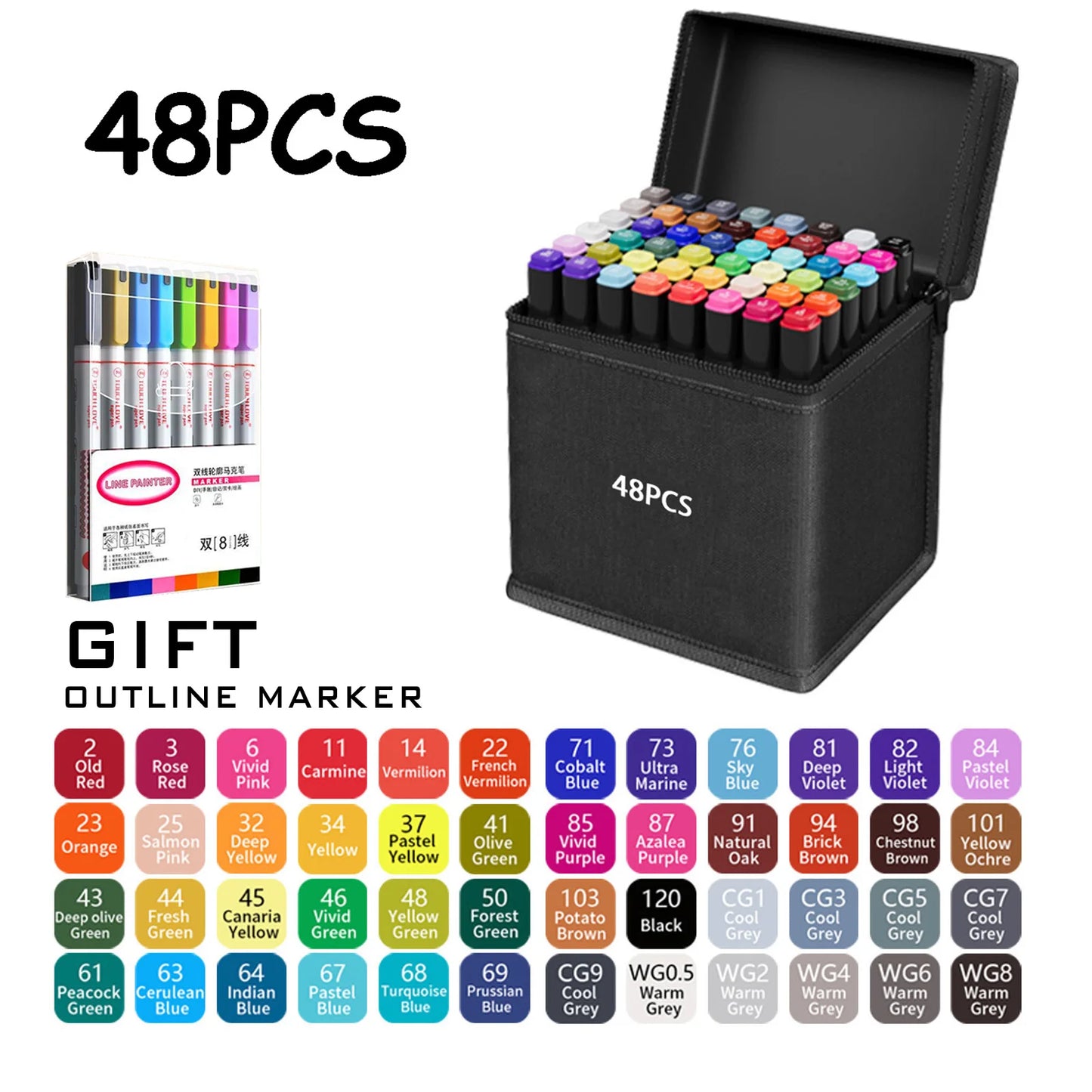 24/36/48/60/80/120/168 Colors Double Tip Permanent Art Marker pens for Drawing Painting Sketching Comics Design School Supplies - ZOOMNSTORE