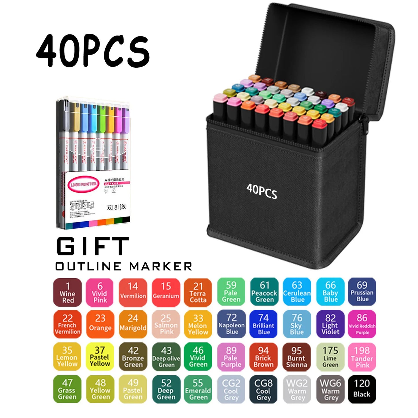 24/36/48/60/80/120/168 Colors Double Tip Permanent Art Marker pens for Drawing Painting Sketching Comics Design School Supplies - ZOOMNSTORE