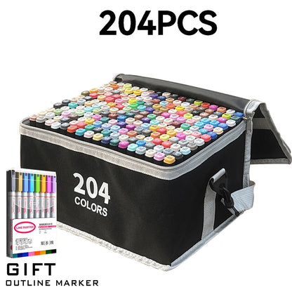 24/36/48/60/80/120/168 Colors Double Tip Permanent Art Marker pens for Drawing Painting Sketching Comics Design School Supplies - ZOOMNSTORE