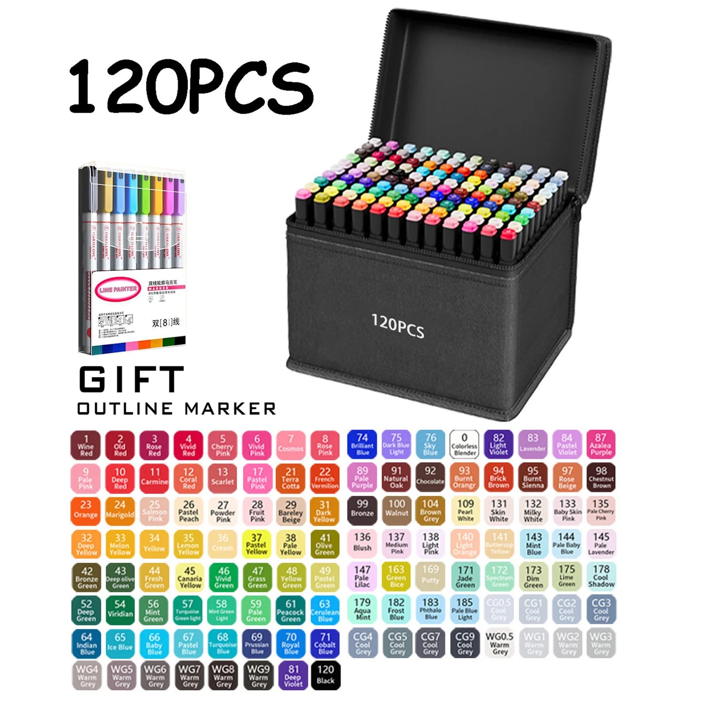 24/36/48/60/80/120/168 Colors Double Tip Permanent Art Marker pens for Drawing Painting Sketching Comics Design School Supplies - ZOOMNSTORE