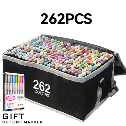 24/36/48/60/80/120/168 Colors Double Tip Permanent Art Marker pens for Drawing Painting Sketching Comics Design School Supplies - ZOOMNSTORE