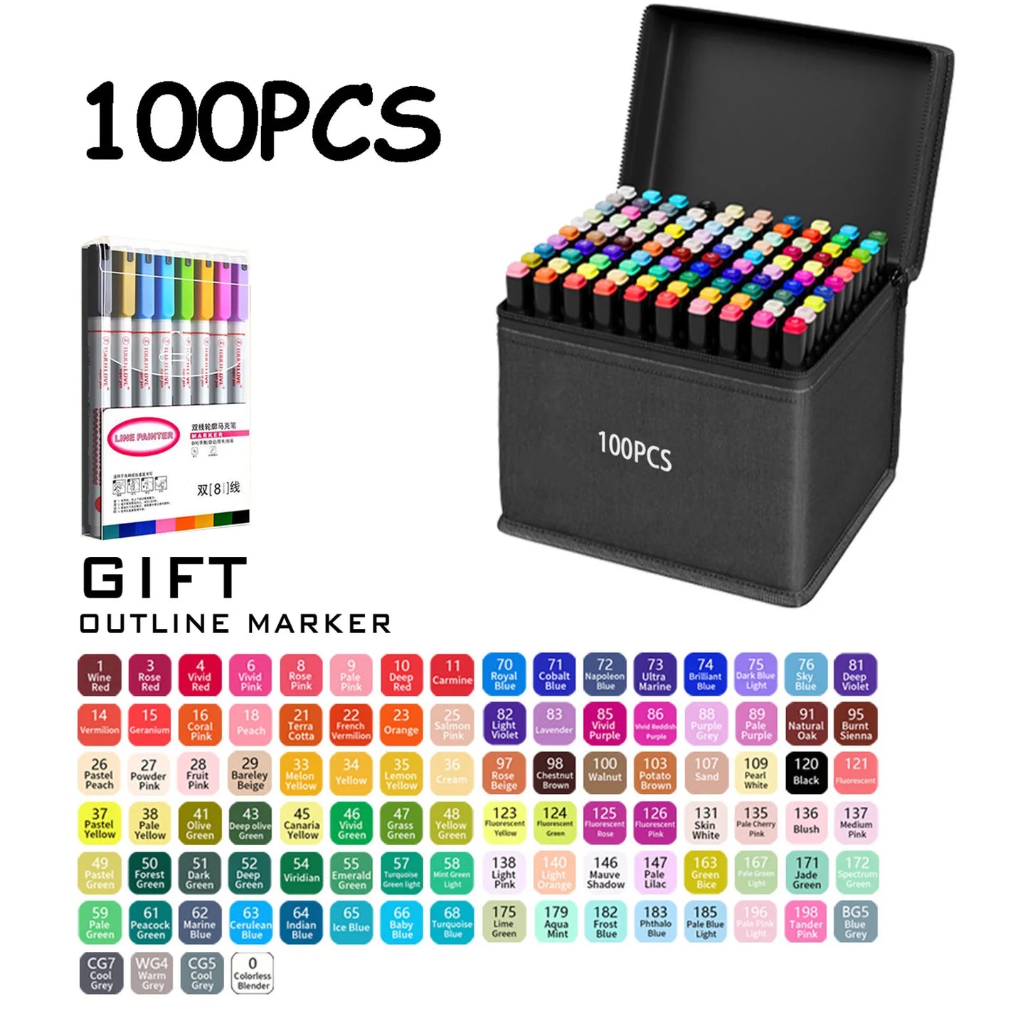 24/36/48/60/80/120/168 Colors Double Tip Permanent Art Marker pens for Drawing Painting Sketching Comics Design School Supplies - ZOOMNSTORE