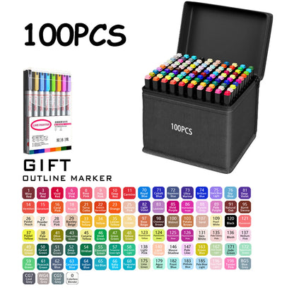 24/36/48/60/80/120/168 Colors Double Tip Permanent Art Marker pens for Drawing Painting Sketching Comics Design School Supplies - ZOOMNSTORE