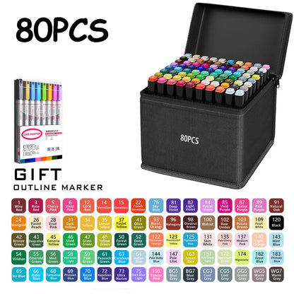 24/36/48/60/80/120/168 Colors Double Tip Permanent Art Marker pens for Drawing Painting Sketching Comics Design School Supplies - ZOOMNSTORE