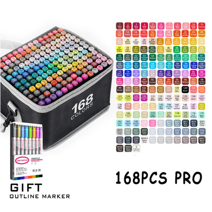 Double Tip Permanent Art Markers - 2436486080120168 Colors for Drawing Painting Sketching Comics Design - ZOOMNSTORE