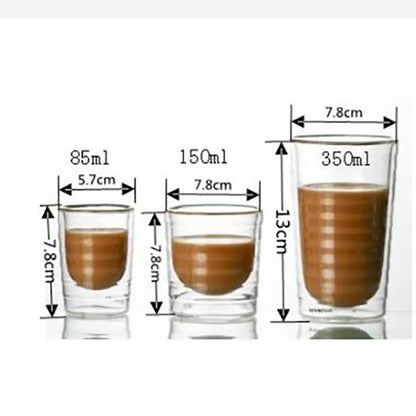 Double Wall Coffee Mug - Heat Resistant Handmade Glass Cup for Tea & Cold Beverages - ZOOMNSTORE