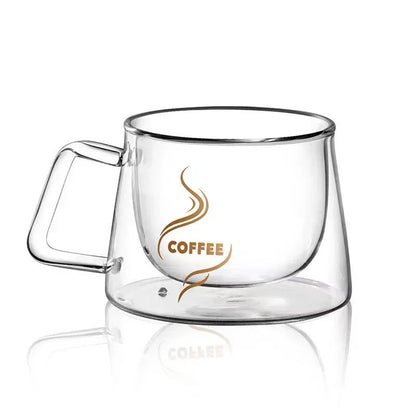 Double Wall Espresso Cup - 200ML Heat Resistant Borosilicate Glass Mug with Handle - ZOOMNSTORE
