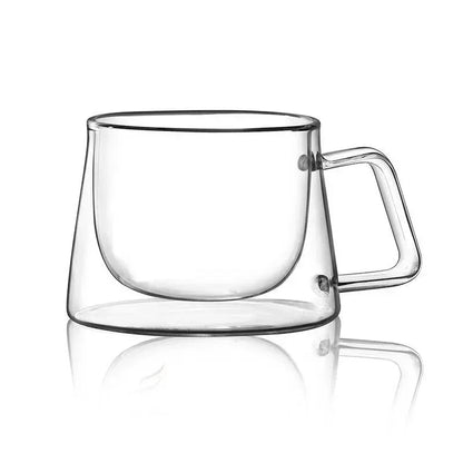 Double Wall Espresso Cup - 200ML Heat Resistant Borosilicate Glass Mug with Handle - ZOOMNSTORE