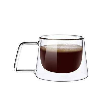 Double Wall Espresso Cup - 200ML Heat Resistant Borosilicate Glass Mug with Handle - ZOOMNSTORE
