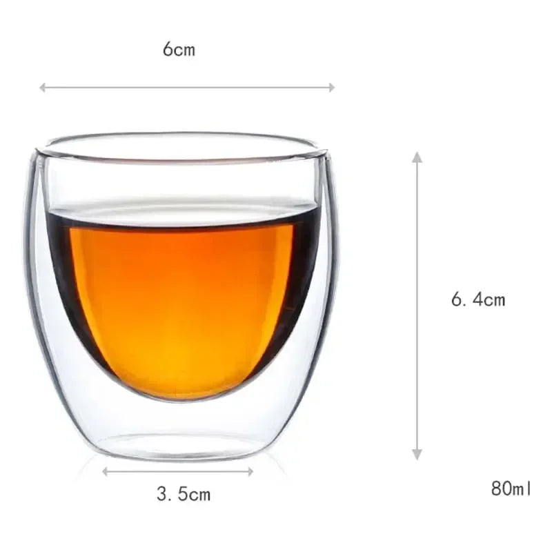 Double Wall Glass Cup - 2-18PCS Borosilicate Tea Set | Transparent Round Drinkware - ZOOMNSTORE
