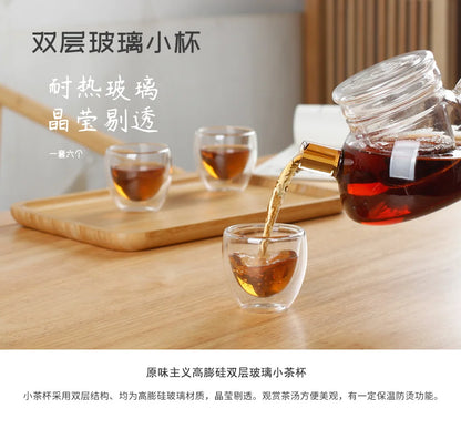 Double Wall Glass Cup - 2-18PCS Borosilicate Tea Set | Transparent Round Drinkware - ZOOMNSTORE