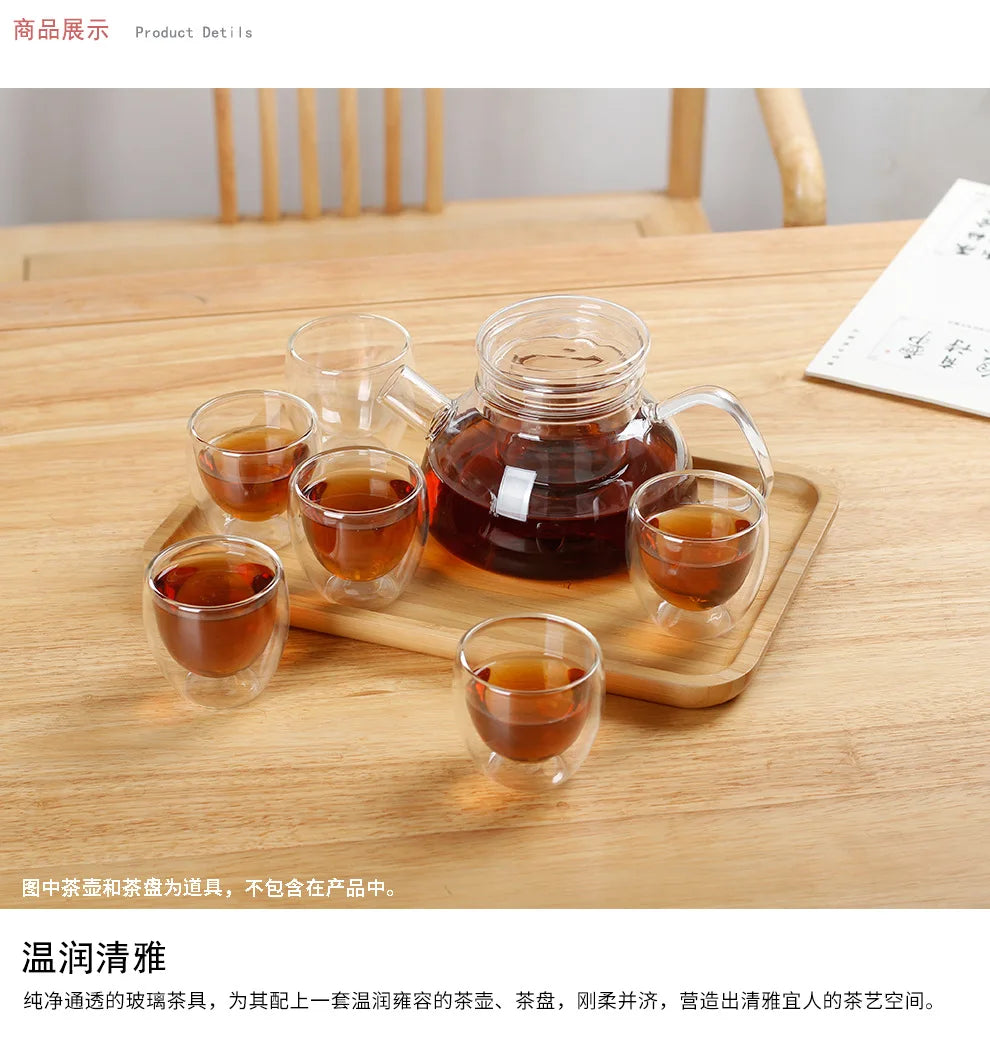 Double Wall Glass Cup - 2-18PCS Borosilicate Tea Set | Transparent Round Drinkware - ZOOMNSTORE