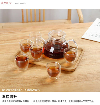Double Wall Glass Cup - 2-18PCS Borosilicate Tea Set | Transparent Round Drinkware - ZOOMNSTORE