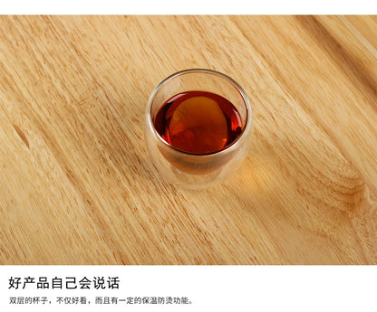 Double Wall Glass Cup - 2-18PCS Borosilicate Tea Set | Transparent Round Drinkware - ZOOMNSTORE