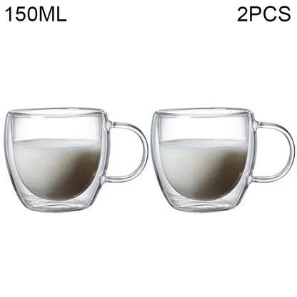 Double Wall Glass Cup - 2-18PCS Borosilicate Tea Set | Transparent Round Drinkware - ZOOMNSTORE