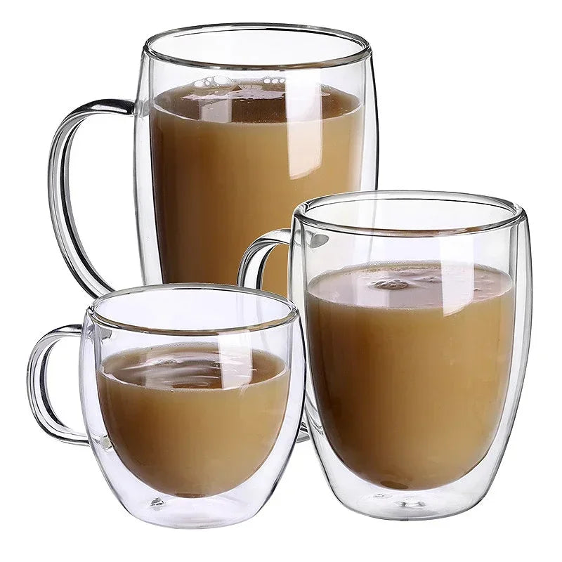 Double Wall Glass Cup - Heat Resistant Borosilicate Glass Coffee Mug Set | Eco Friendly Drinkware - ZOOMNSTORE