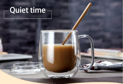 Double Wall Glass Cup - Heat Resistant Borosilicate Glass Coffee Mug Set | Eco Friendly Drinkware - ZOOMNSTORE