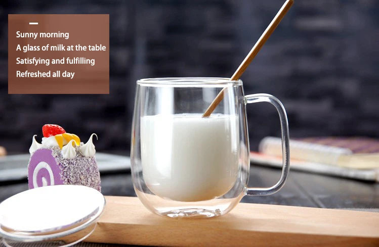 Double Wall Glass Cup - Heat Resistant Borosilicate Glass Coffee Mug Set | Eco Friendly Drinkware - ZOOMNSTORE