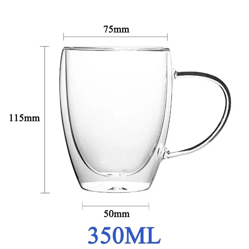 Double Wall Glass Cup - Heat Resistant Borosilicate Glass Coffee Mug Set | Eco Friendly Drinkware - ZOOMNSTORE