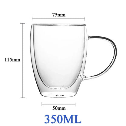 Double Wall Glass Cup - Heat Resistant Borosilicate Glass Coffee Mug Set | Eco Friendly Drinkware - ZOOMNSTORE