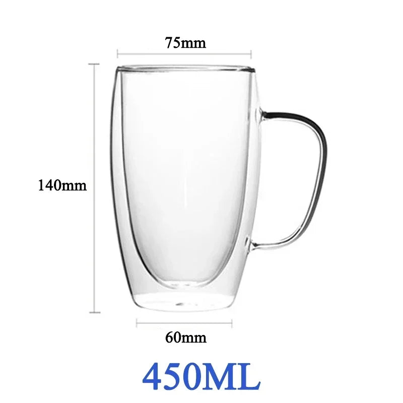 Double Wall Glass Cup - Heat Resistant Borosilicate Glass Coffee Mug Set | Eco Friendly Drinkware - ZOOMNSTORE
