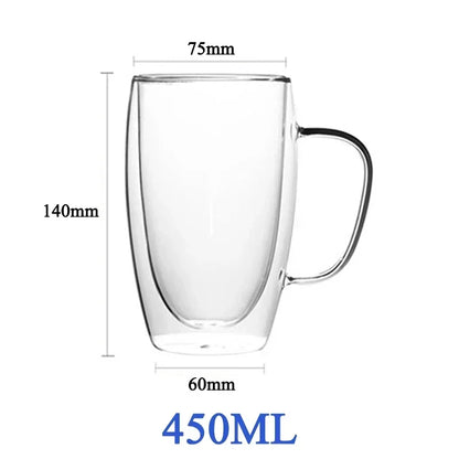 Double Wall Glass Cup - Heat Resistant Borosilicate Glass Coffee Mug Set | Eco Friendly Drinkware - ZOOMNSTORE