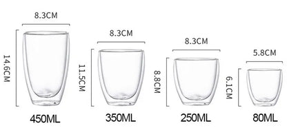 Double Wall Glass Cup - Heat Resistant Borosilicate Insulated Drinkware Mug 250ml - ZOOMNSTORE