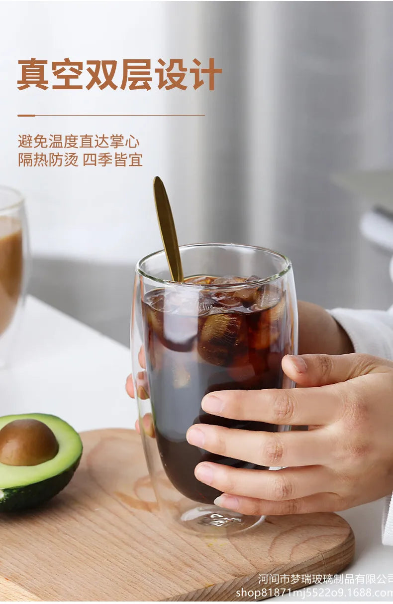 Double Wall Glass Cup - Heat Resistant Borosilicate Insulated Drinkware Mug 250ml - ZOOMNSTORE